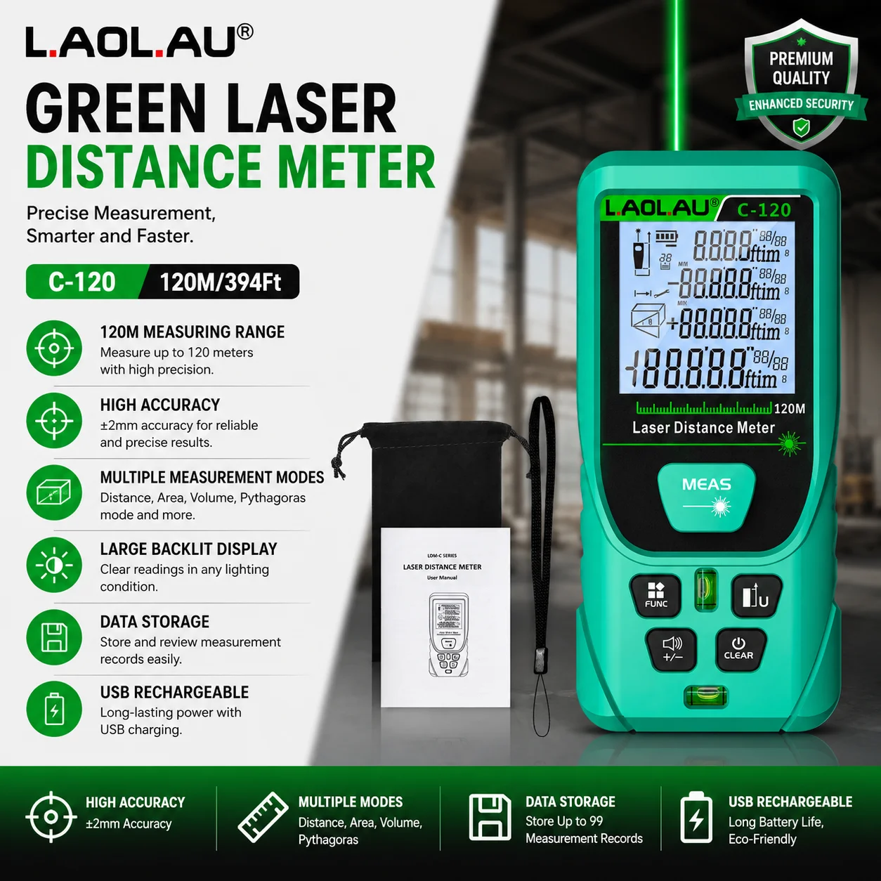 LAOLAU 50m/100m/120m/200m Medi - Power Tools That Are Green reseña y precio